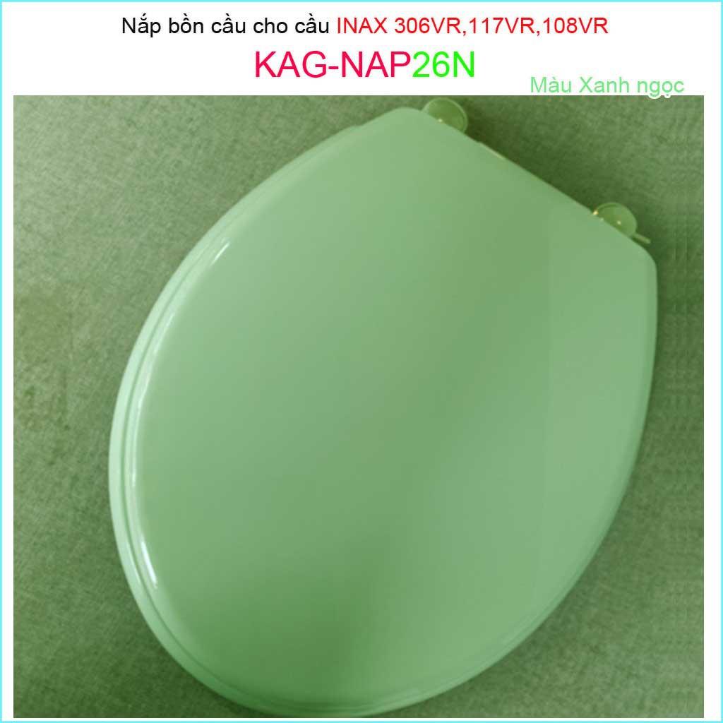 Nắp đậy bồn cầu Inax KAG-NAP26N cho C117, C306, C108, nắp bồn cầu 2 khối nhựa XANH NGỌC dày bóng đẹp