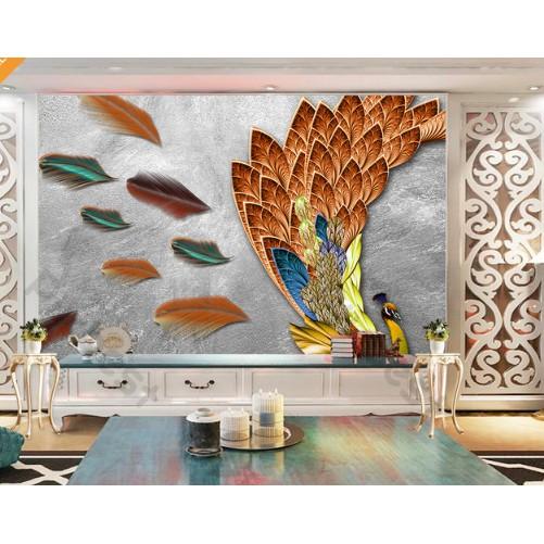 Tranh dán tường Tranh chim công đơn giản ấn tượng, tranh dán tường 3d hiện đại MS739324