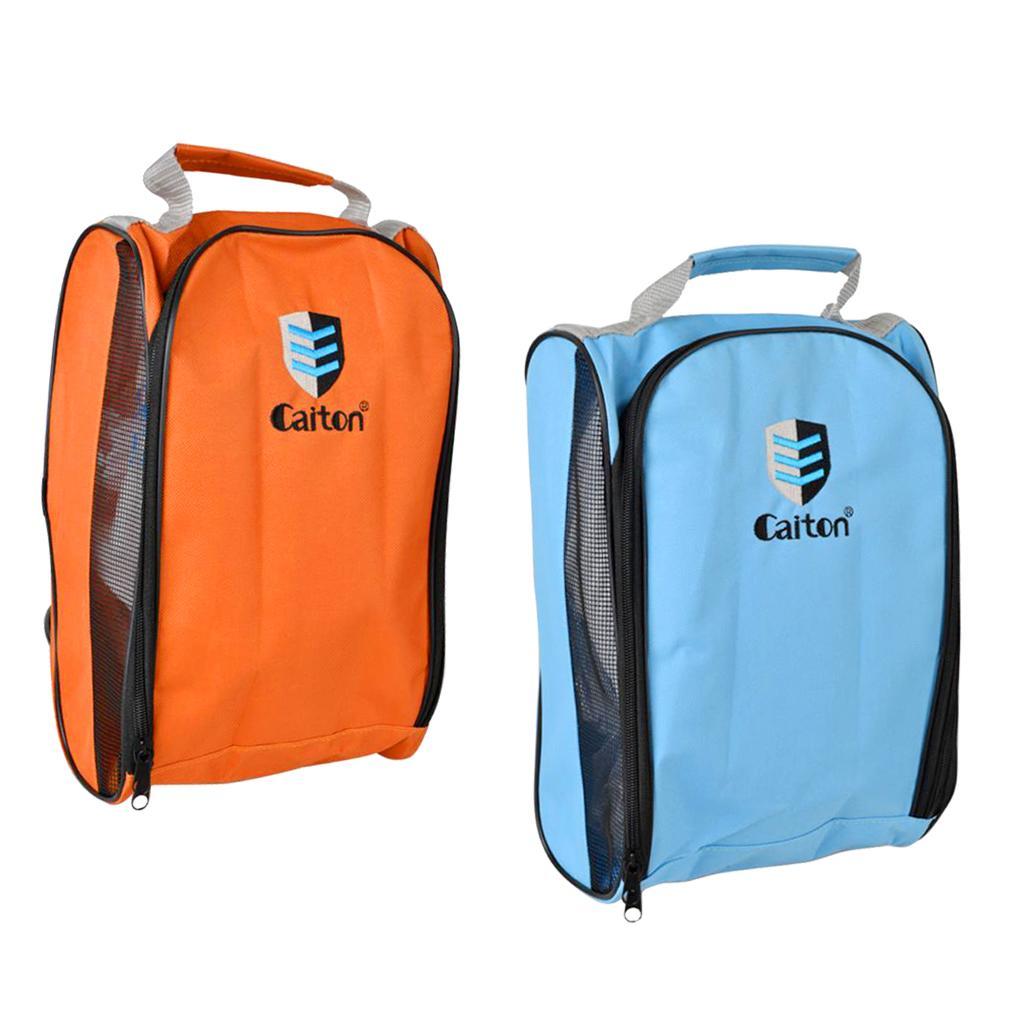 Set of 2 Portable Breathable Golf Shoes Bag Zippered Sports Shoes Case Bag