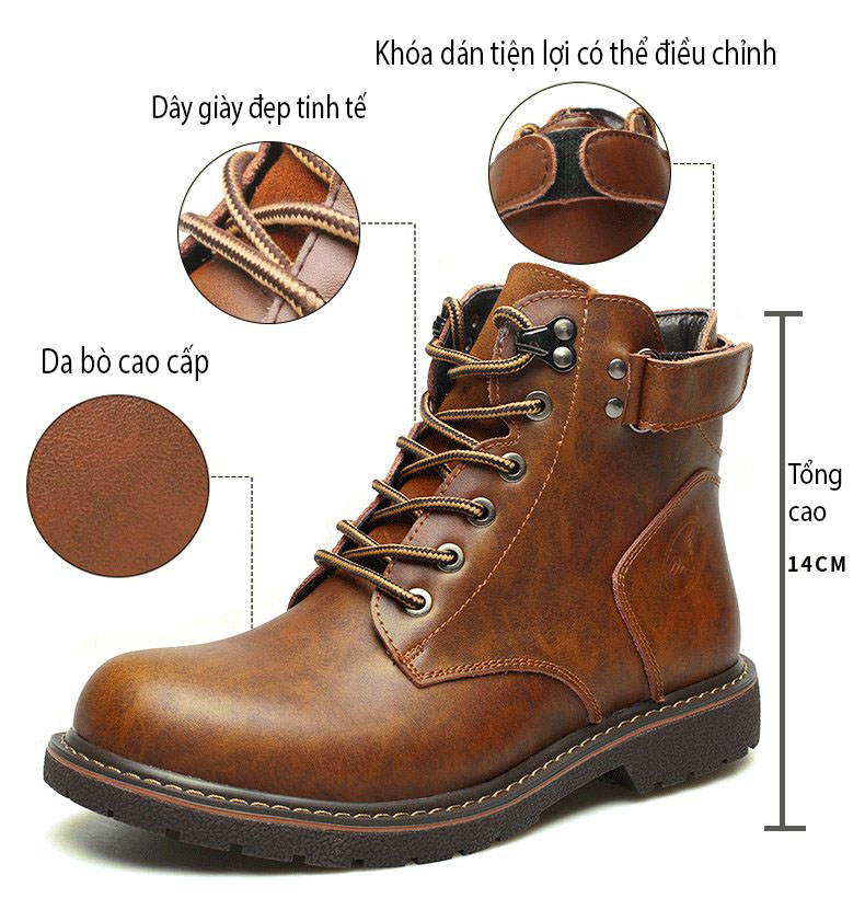 Giày  cao cổ da thật nam phong cách - Mã 12689