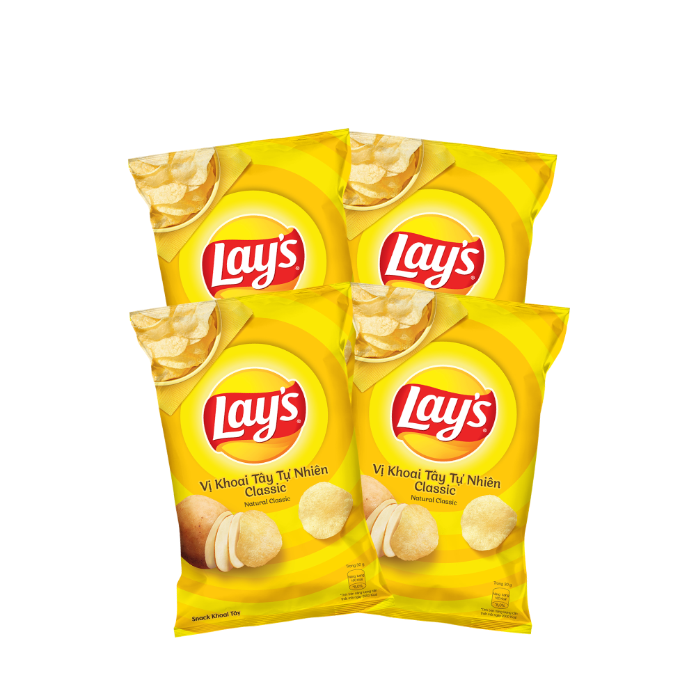 Combo 4 Lays Vị Tự Nhiên Classic 95g