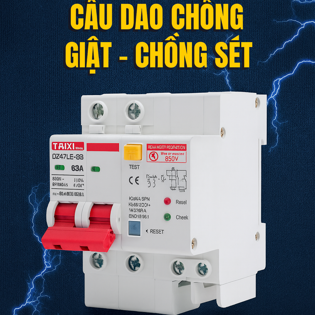 Aptomat Chống Giật – Chống Sét 63A Loại Xịn – Ngắt Điện Tự Động, An Toàn Tuyệt Đối