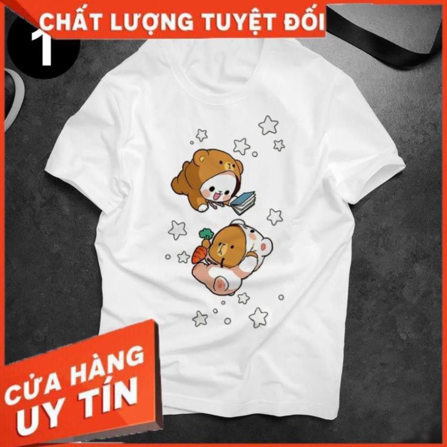 In hình Chibi Nhật Bản - Áo thun Cotton nam, nữ tay ngắn, cổ tròn
