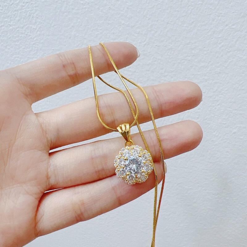 Dây chuyền mì titan kèm mặt xi vàng đá hoa siêu sáng