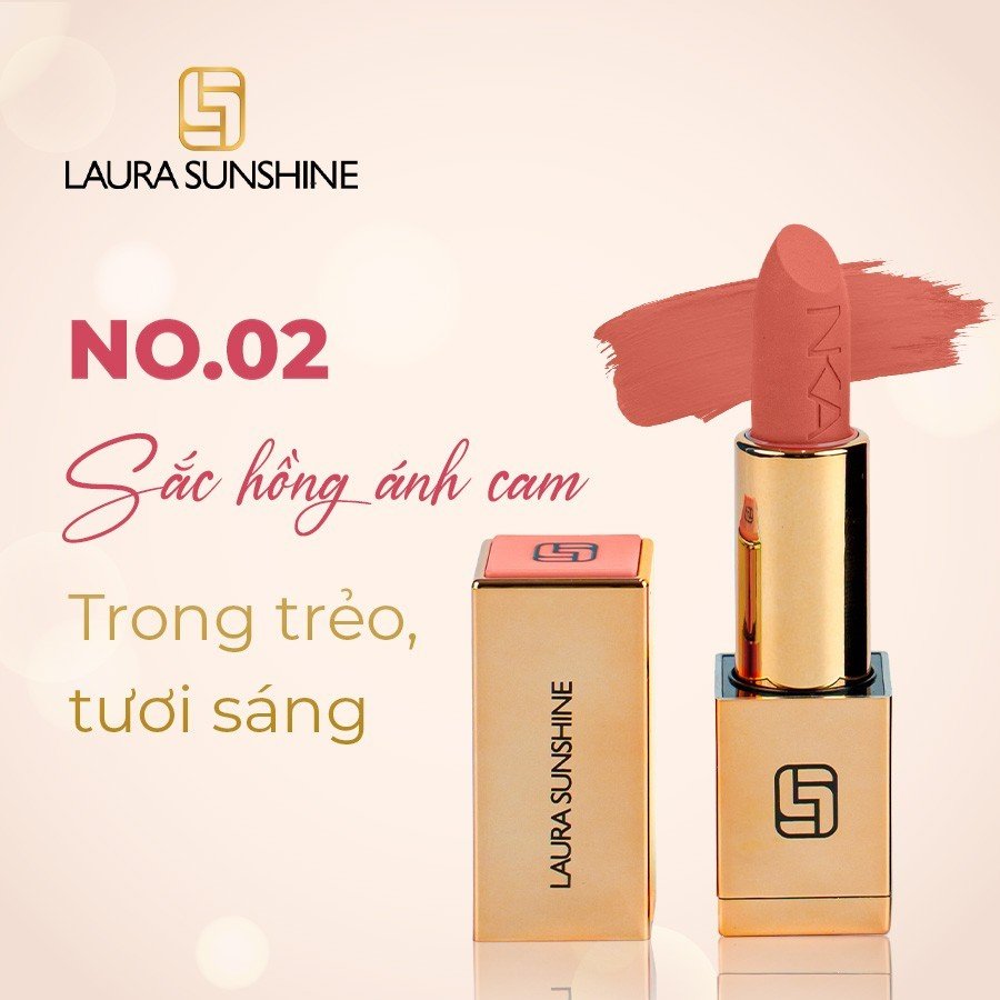 No.2 - Màu hồng ánh cam - Son lì siêu mịn cao cấp Hàn Quốc - Golden Velvet Lipstick - Laura Sunshine - Nhật Kim Anh