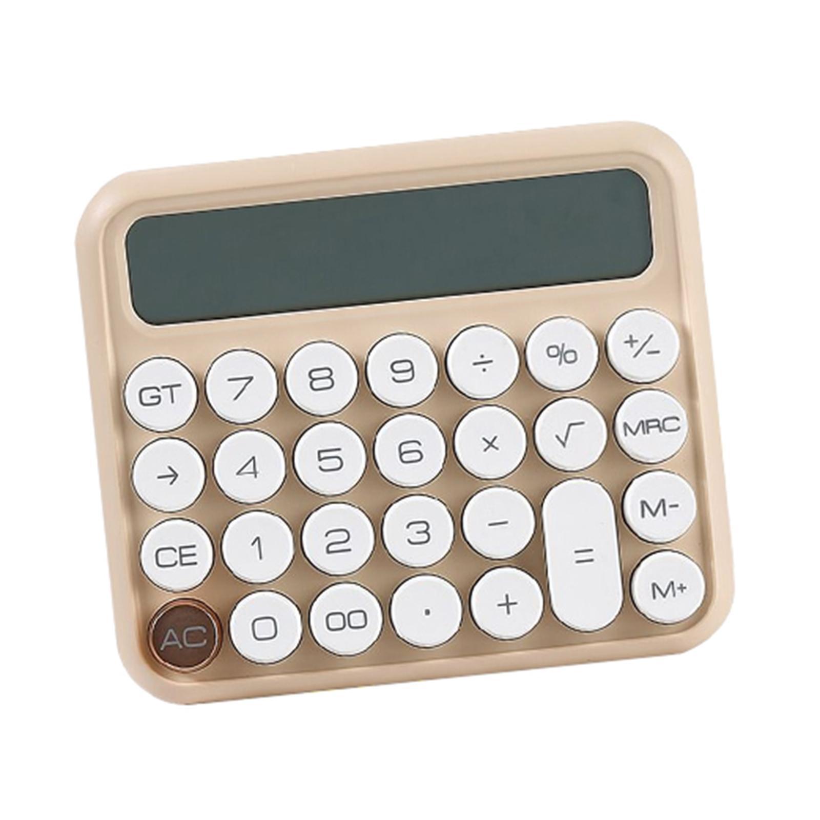 Portable Desktop Calculator Large Display Big Button 12 digits for Home Khaki
