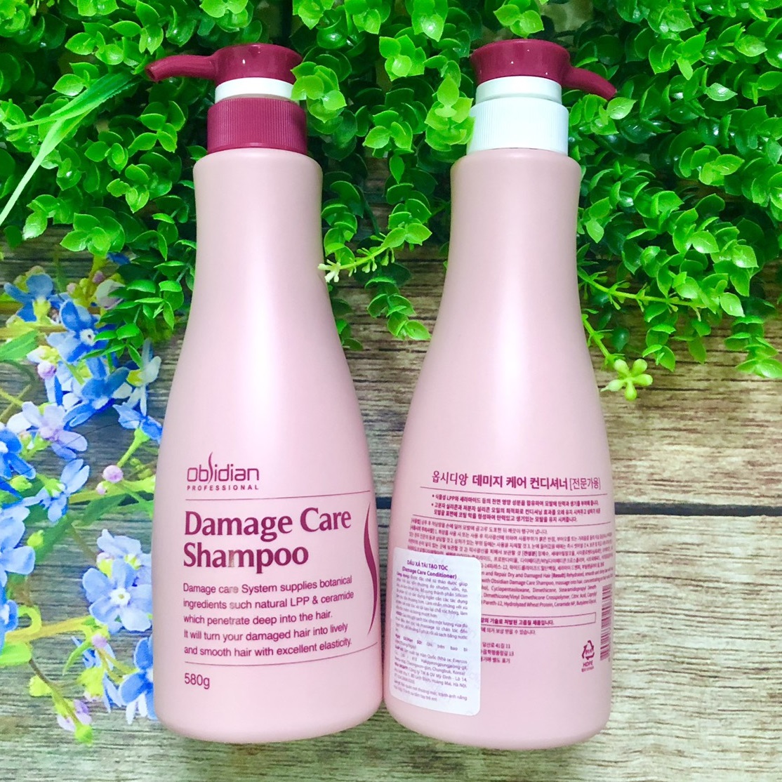 Dầu gội xả Obsidian Demage Care Shampoo and Conditioner tái tạo tóc hư tổn Hàn Quốc 580ml