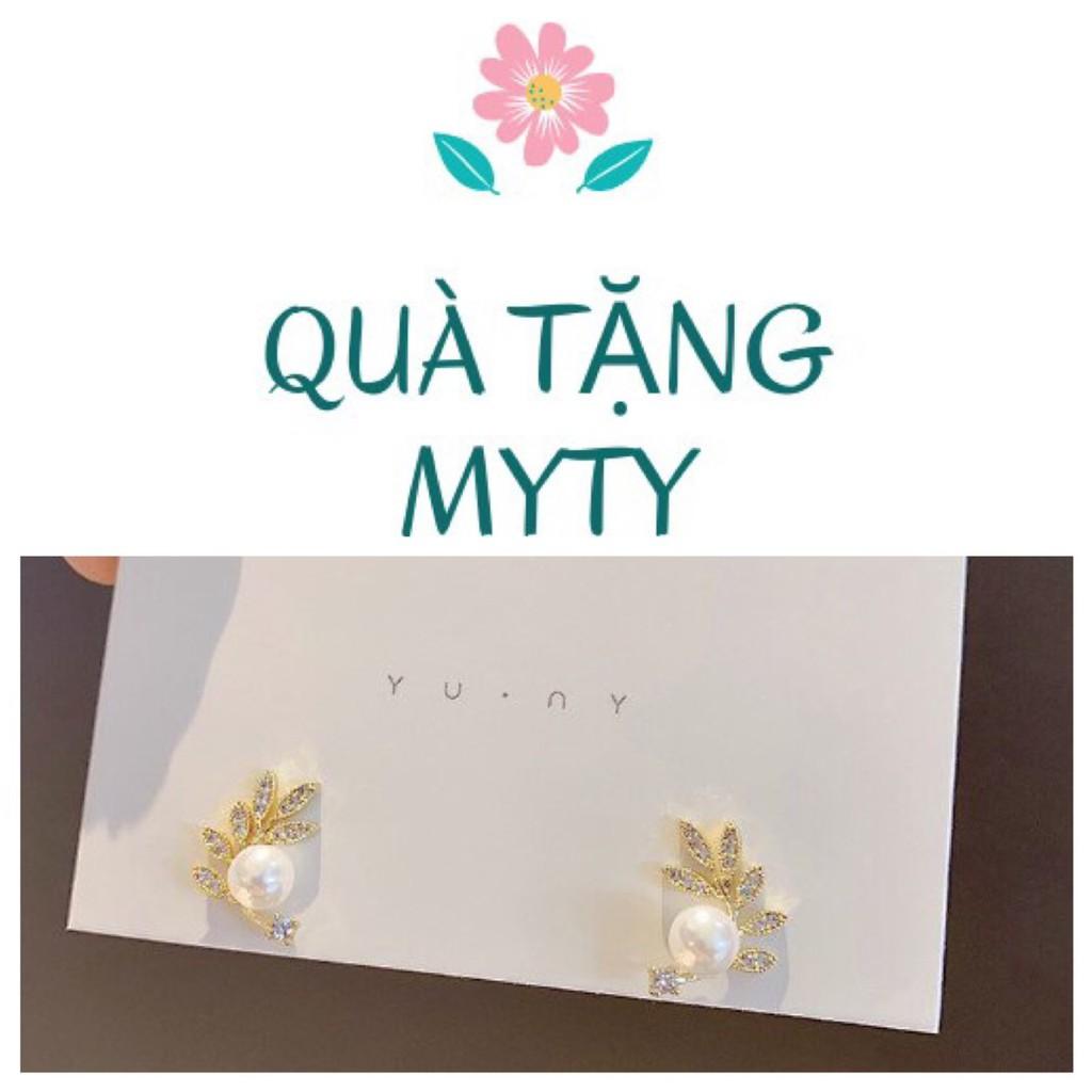 Khuyên Tai Chiếc Lá Đính Đá Cao Cấp, Phong Cách Hàn Quốc, BT11