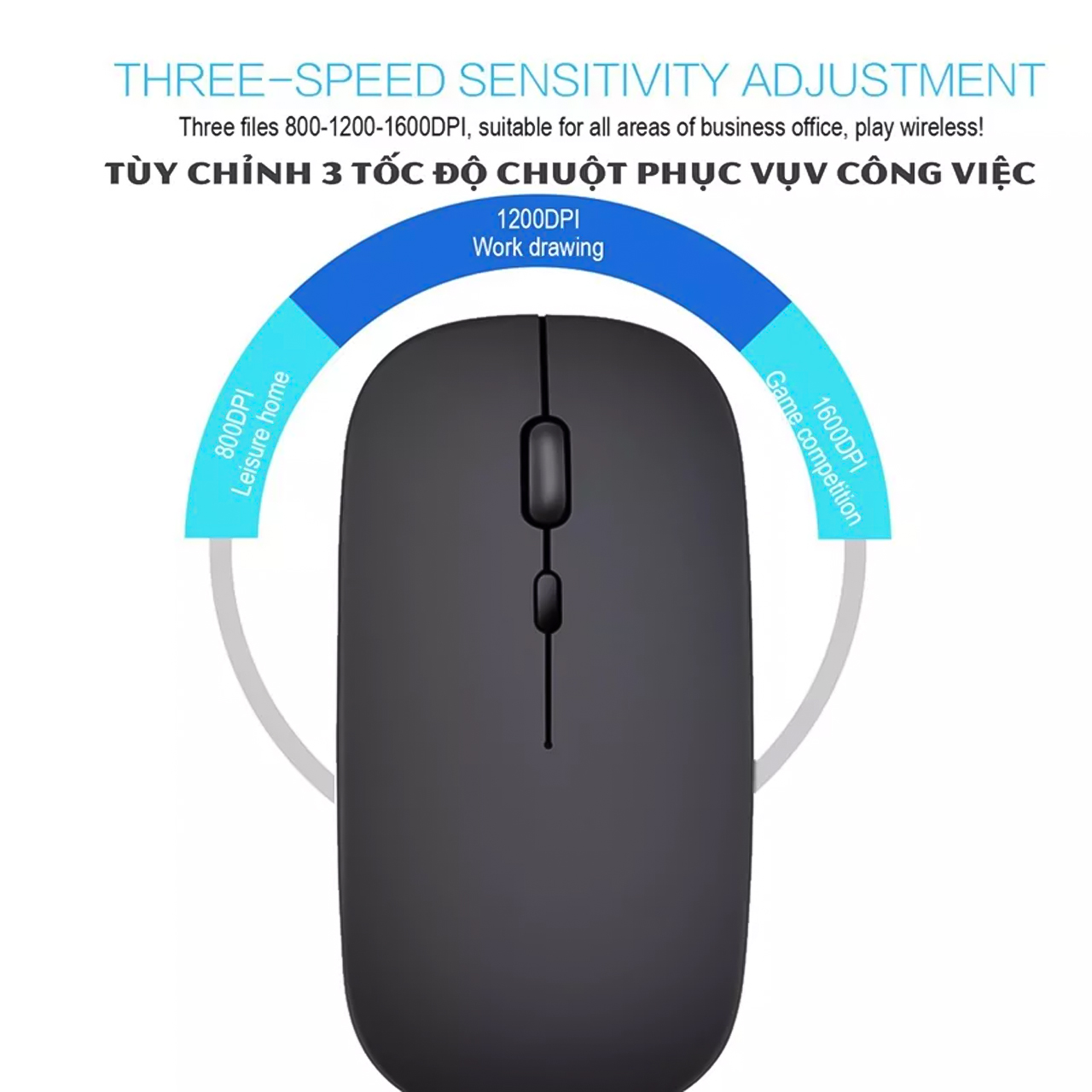 Chuột không dây Vinetteam pin sạc kết nối USB 2.4G Bluetooth chất lượng cao không gây tiếng ồn - hàng chính hãng