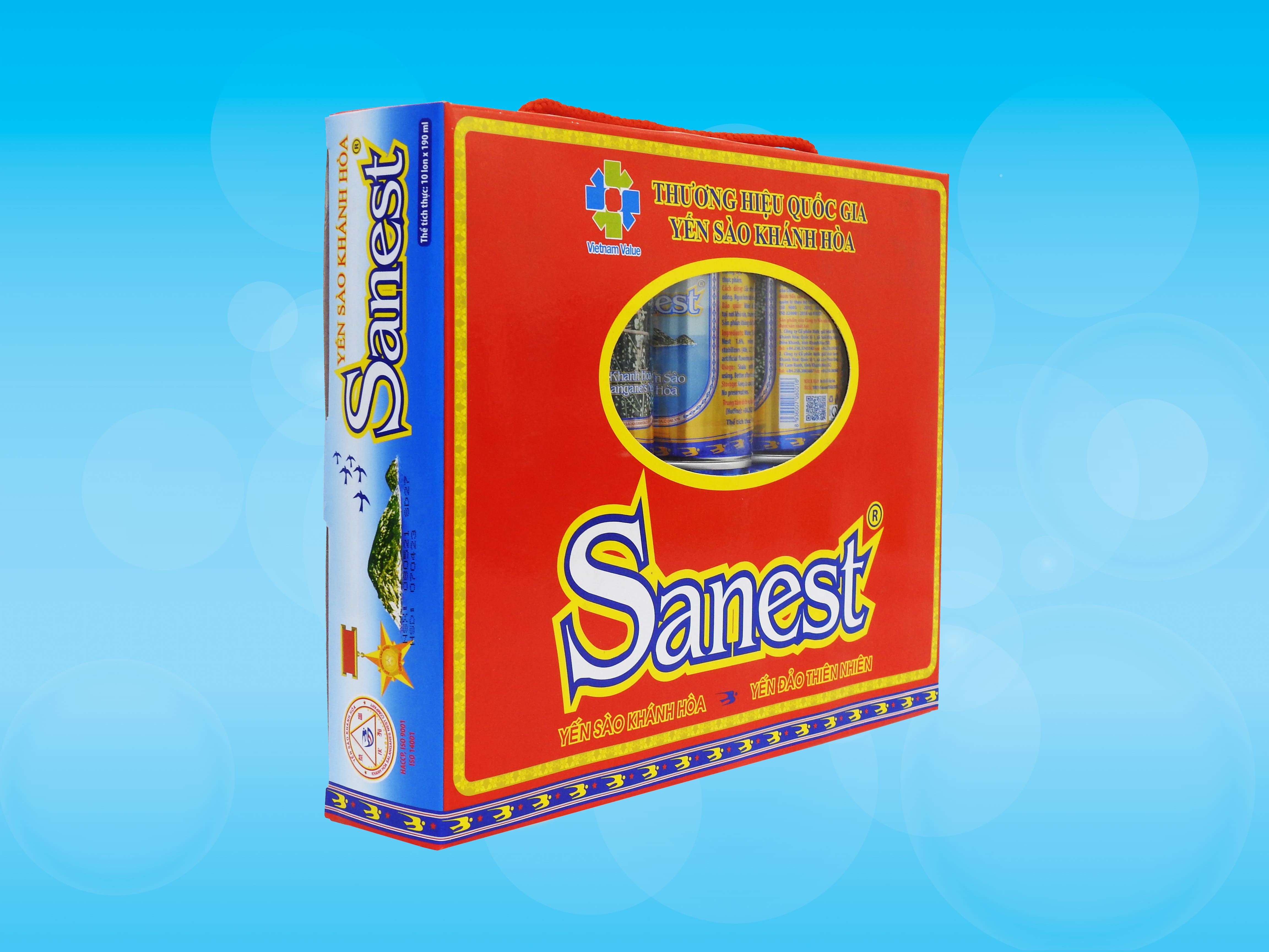 Nước Yến sào Khánh Hòa Sanest đóng lon 190ml, hộp 10 lon - Có đường 001