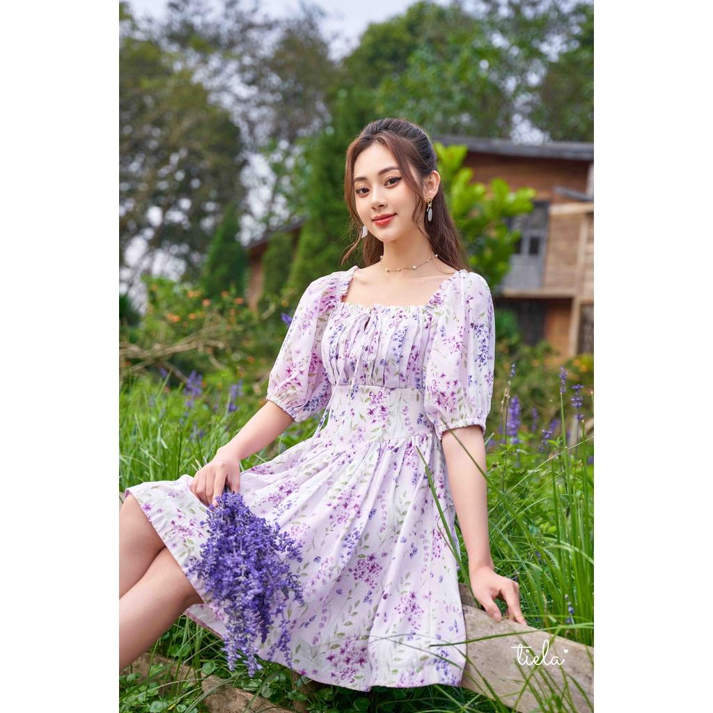 TIELA Đầm váy trễ vai hoa Lavender Dress
