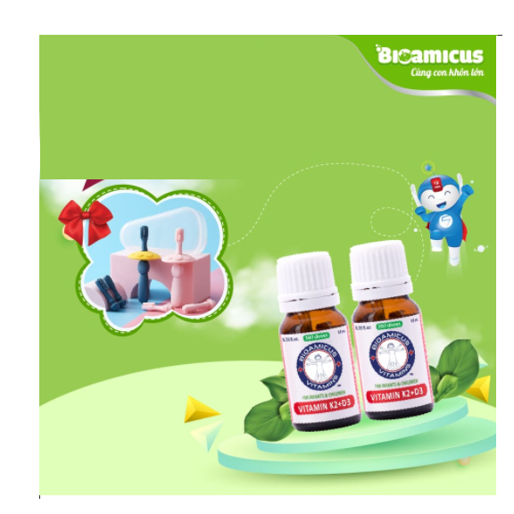 BioAmicus Vitamin D3 & K2 MK7 -SX tại Canada- giúp bé tăng hấp thu canxi, phát triển chiều cao vượt trội.