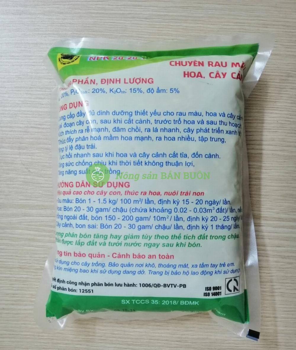 PHÂN BÓN HỖN HỢP ĐẦU TRÂU BĐ-MK NPK 20-20-15 CHUYÊN RAU MÀU, CÂY CẢNH TĂNG TRƯỞNG MẠNH, GÓI 1KG