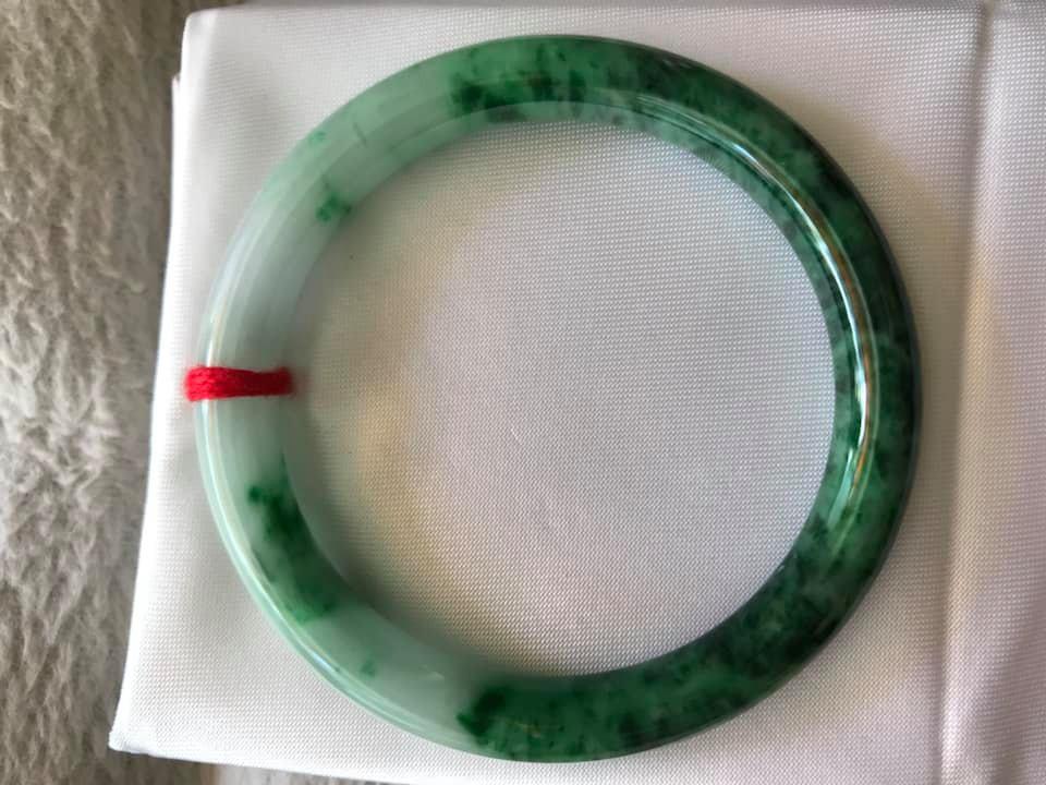 VÒNG KHỐI CẨM THẠCH TỰ NHIÊN MÀU XANH SƠN THUỶ LÝ 50MM x dầy 7,2mm VÒNG TAY NỮ BÓNG ĐẸP 48KG - 57KG ĐEO