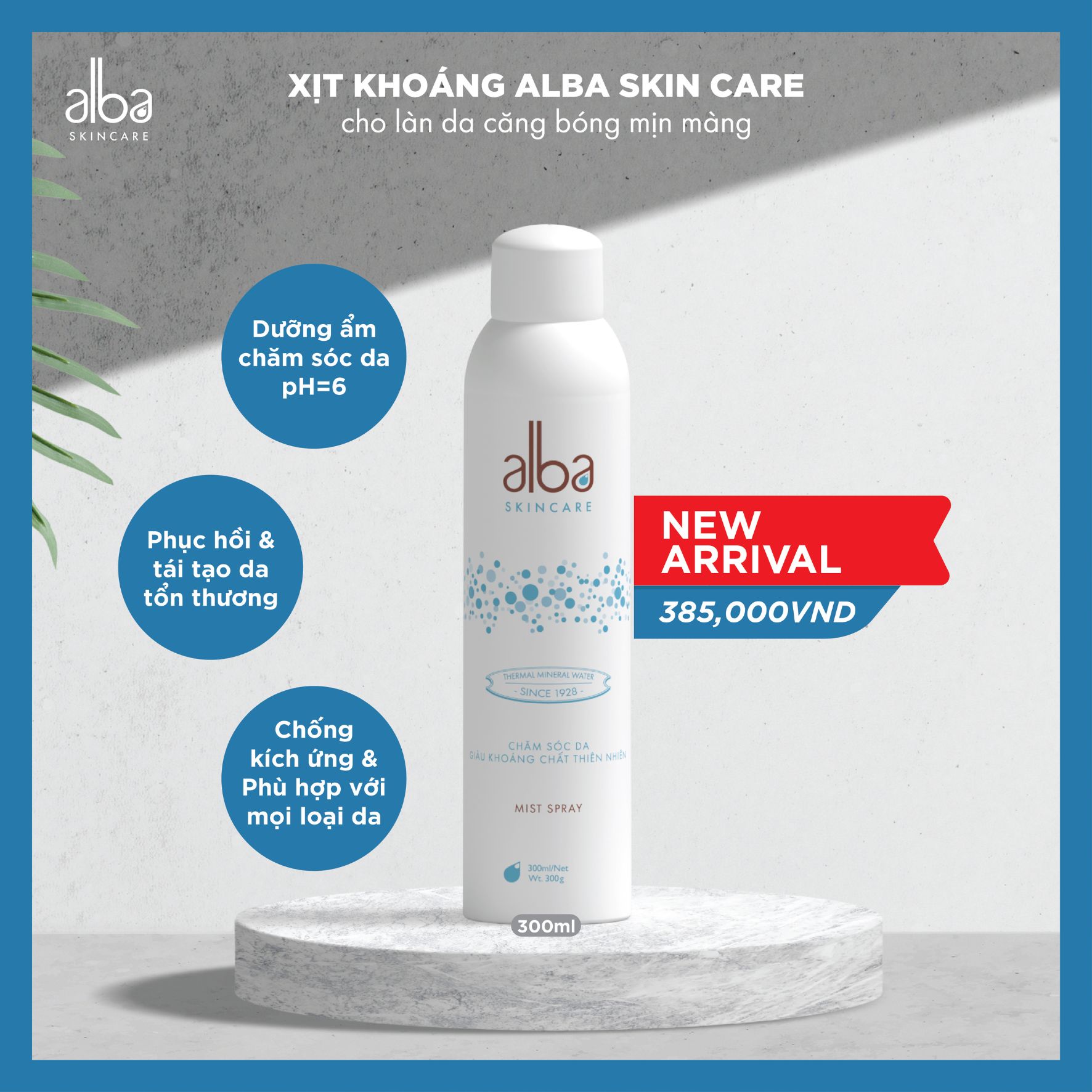 Xịt khoáng Alba Skin Care chống lão hóa dưỡng ẩm dành cho da khô 300ml