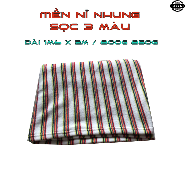 Mền chỉ len sọc 3 màu 1m6 x 2m / 900g - 1000g