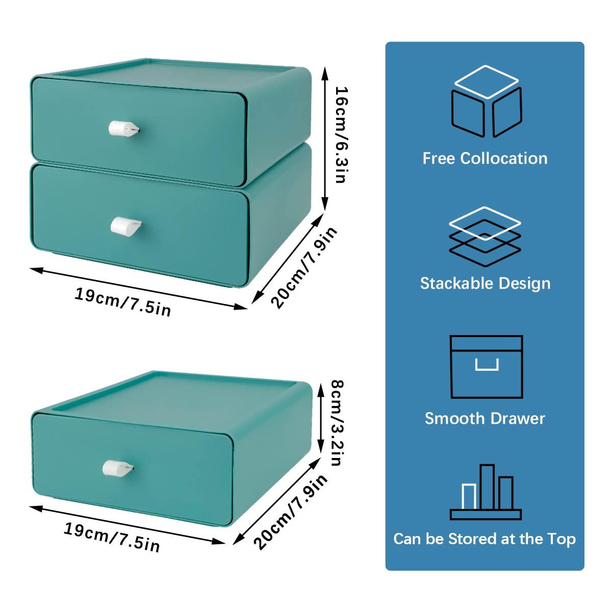 Hộp lưu trữ văn phòng 2 -room, nhà tổ chức ngăn kéo trang điểm có thể xếp chồng lên nhau, công cụ tổ chức lưu trữ văn phòng cho bàn làm việc, ký túc xá