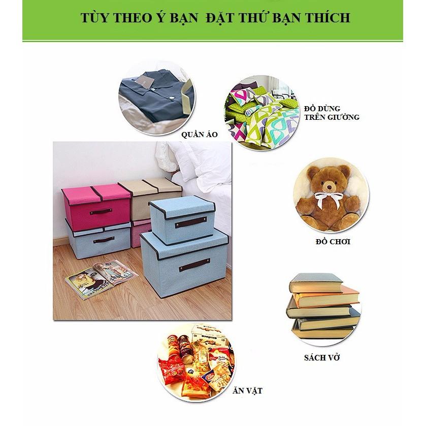 Combo 2 Hộp Vải Đựng Quần Áo - Hộp lưu trữ quần áo đồ lót đồ chơi đa năng