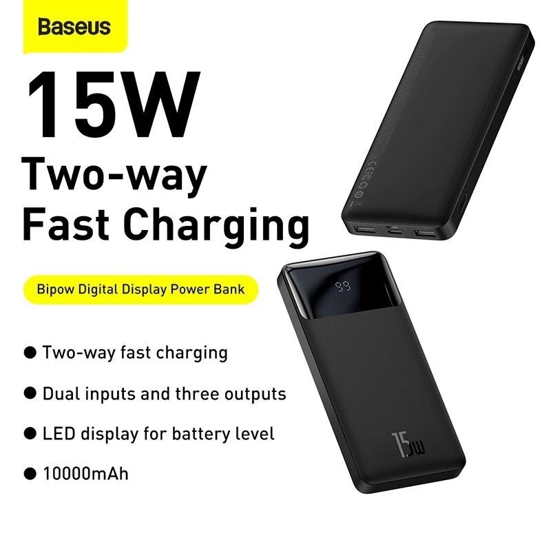 Pin dự phòng sạc nhanh Baseus PPBD20 Bipow 20000mAh 15W LCD hỗ trợ Power Delivery (đen) - Hàng Chính Hãng