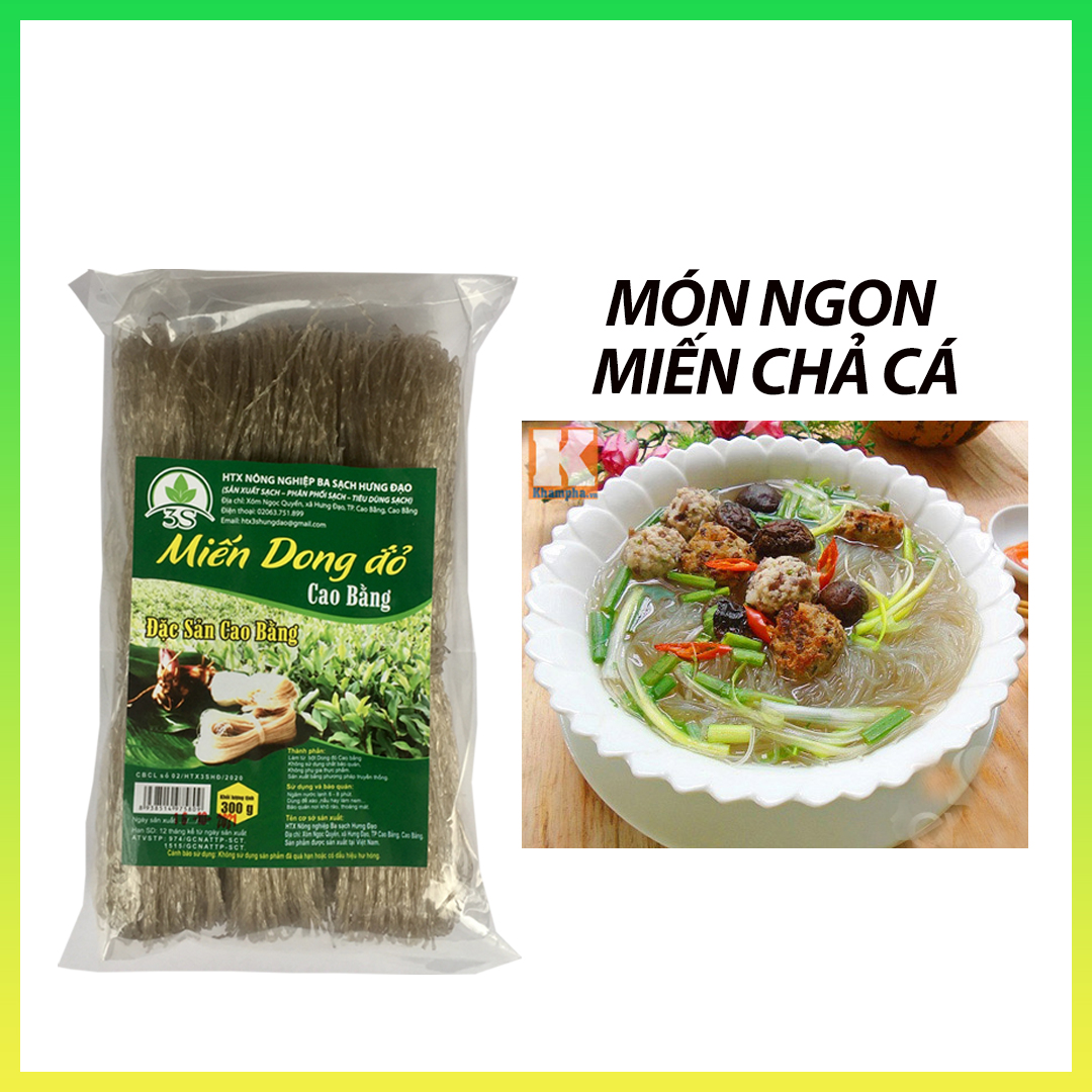 Miến dong / Đỏ cao bằng / Miến phia đén Gói 300G / Dai ngon làm từ củ dong riềng tự nhiên
