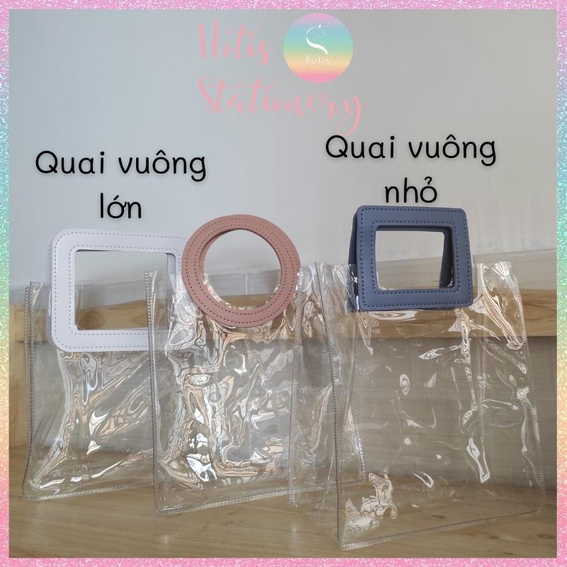 Túi PVC trong suốt loại dày cầm tay đựng quà tặng, mỹ phẩm - Nhiều kích cỡ, màu sắc