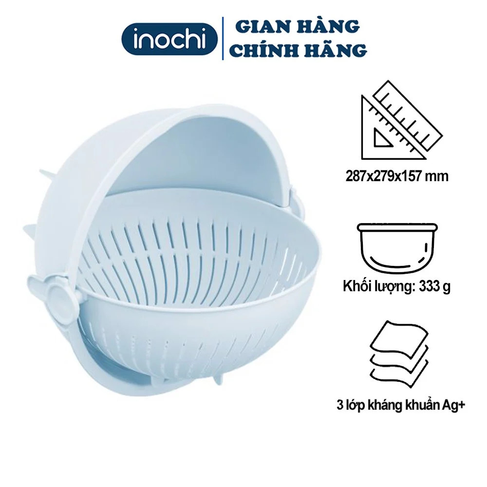 Bộ Thau Rỗ Xoay Đa Năng YoKo Xuất Nhật - Chất Liệu Nhựa Nguyên Sinh Cao Cấp An Toàn Cho Sức Khỏe ( Tặng kèm khăn lau pakasa) - Chính Hãng