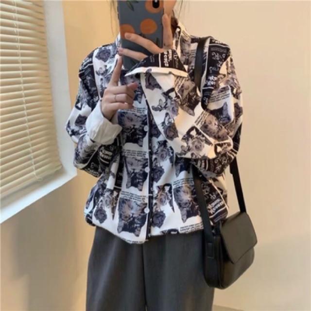 ÁO SƠ MI FORM RỘNG , OVERSIZE TRẮNG ĐEN