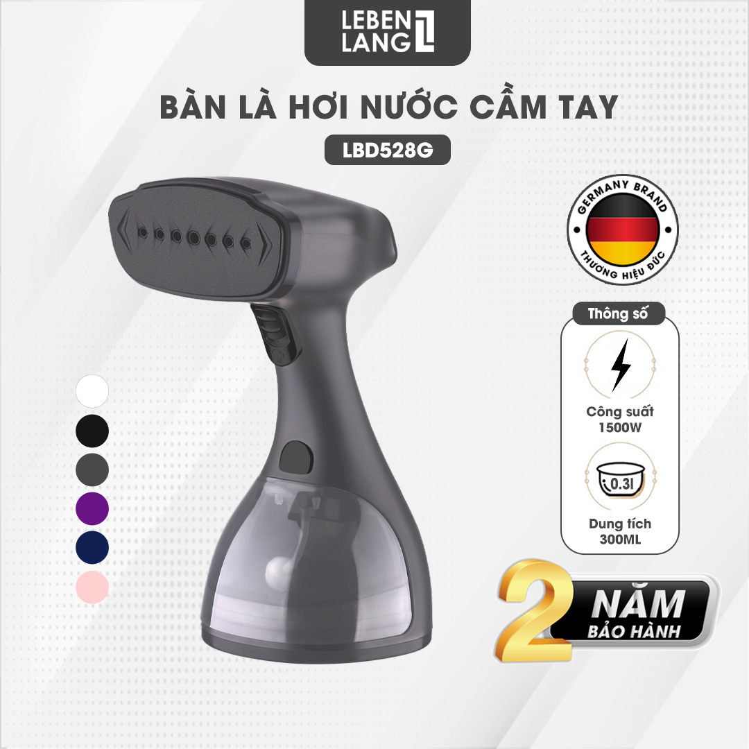 Bàn là hơi nước cầm tay Lebenlang công suất 1500W, dung tích 300ml model LBD528G - hàng chính hãng