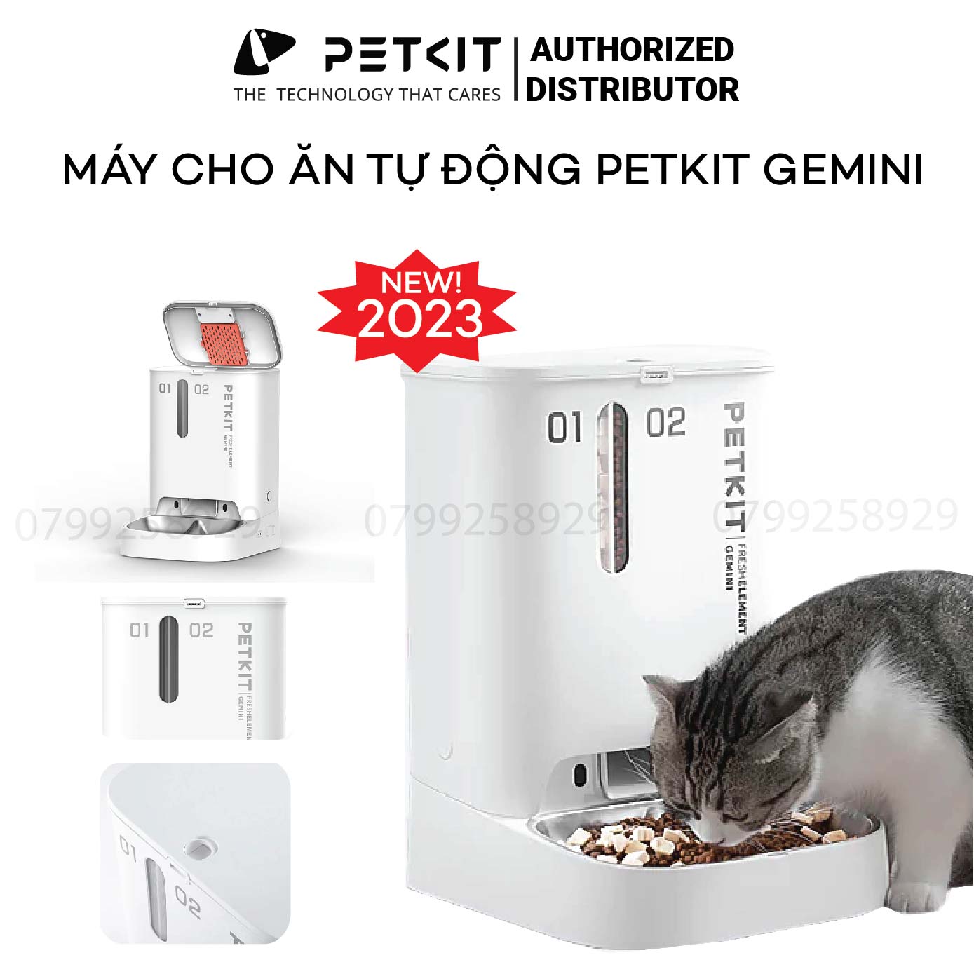 Máy Cho Chó Mèo Ăn Tự Động Petkit Gemini Kết Nối Wifi, Hai Ngăn, Dung Tích 5 Lít
