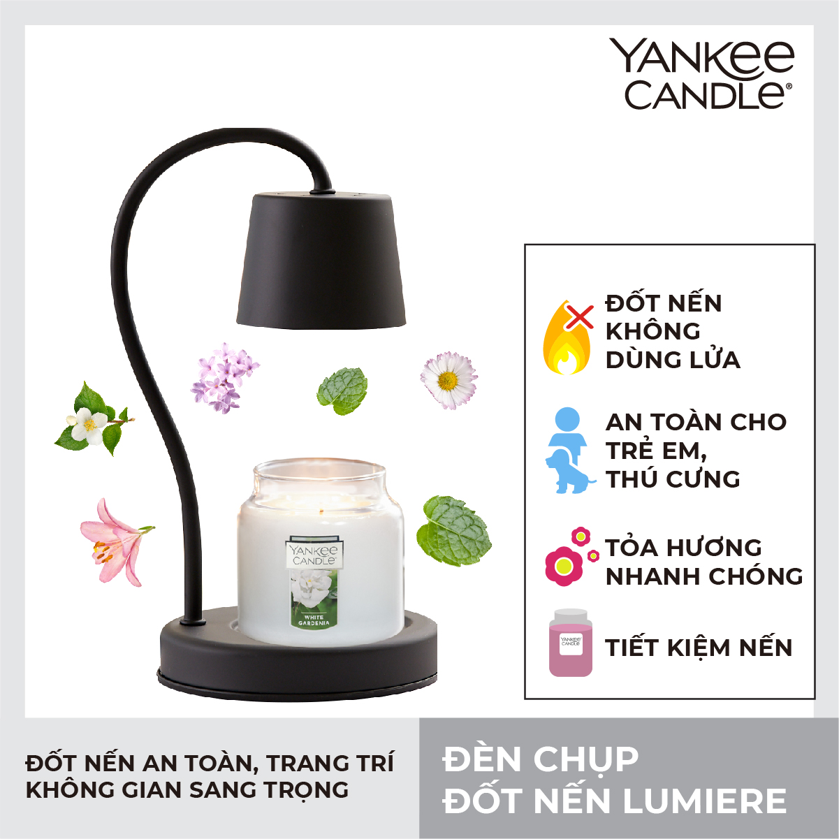 Đèn chụp đốt nến Yankee Candle - Black Lumiere