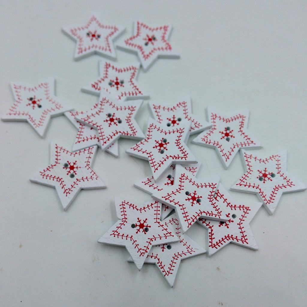 25 Pieces Wood Snowflake Christmas Buttons Embellishment 35x33mm Love Heart