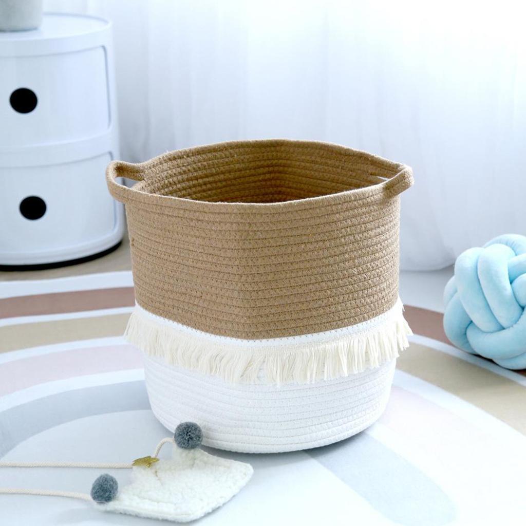 Laundry Basket 13 x 12inch Cotton Rope Basket Woven Storage w/ Handles