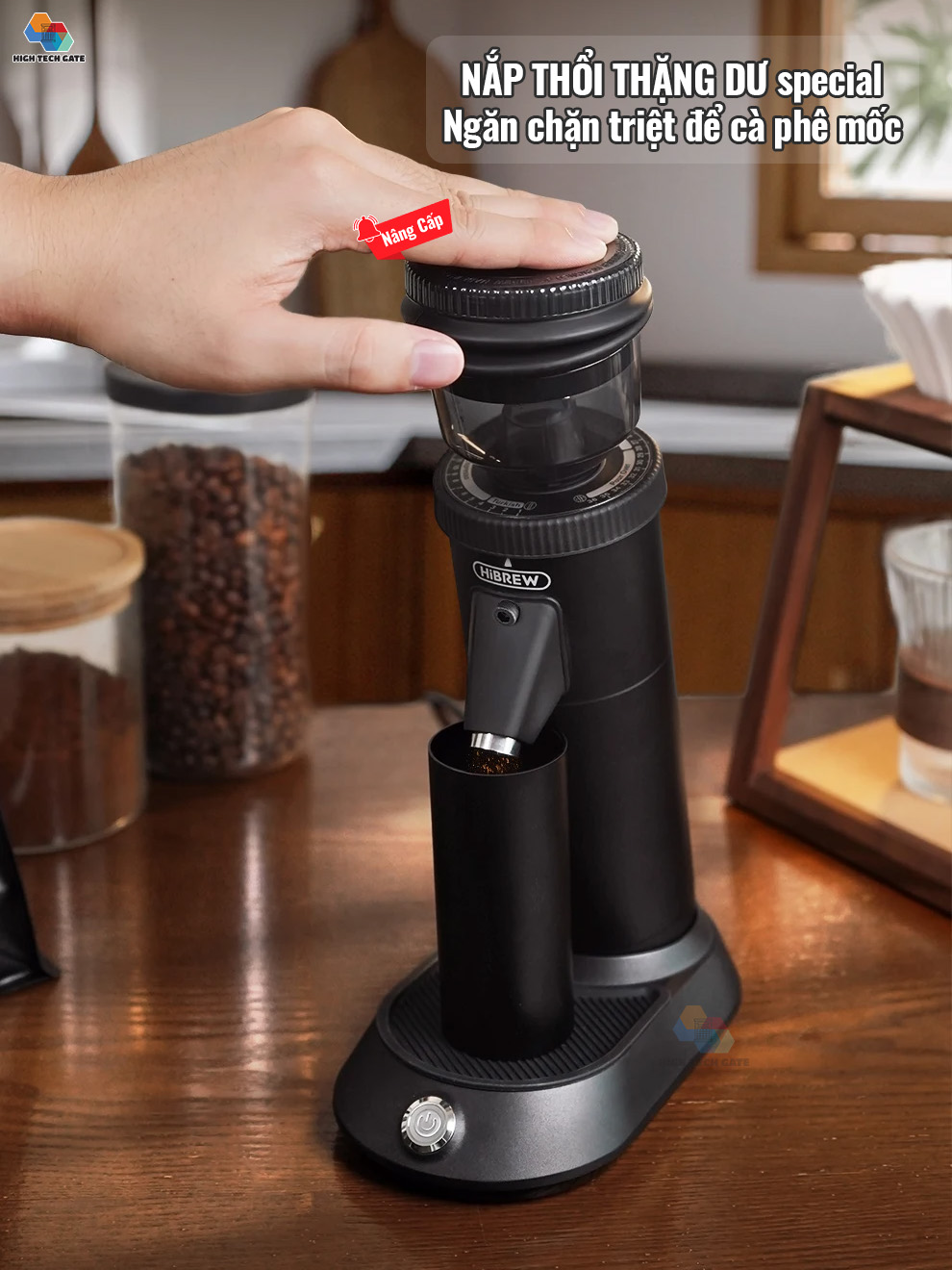 Máy xay cà phê Single Dose HiBREW G5 cao cấp, 36 cấp xay vô cấp lưỡi cornical burr 48mm chuyên nghiệp, xay cafe siêu mịn, hàng hính hãng