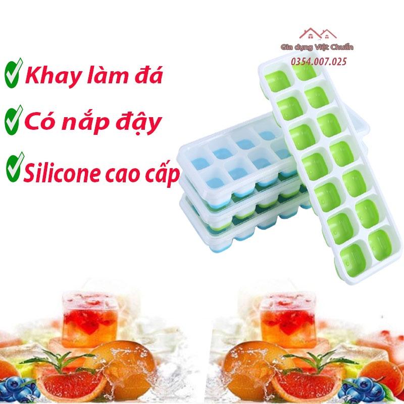 Khay làm đá 14 viên, chất liệu silicon lấy dễ dàng, có nắp đậy bảo vệ, chống mùi tuyệt đối GD170