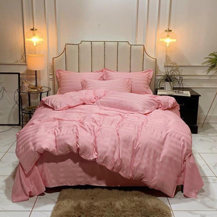 Bộ chăn ga gối Cotton 3F Nhà Nhím Chăn ga gối kẻ sọc khách sạn cao cấp