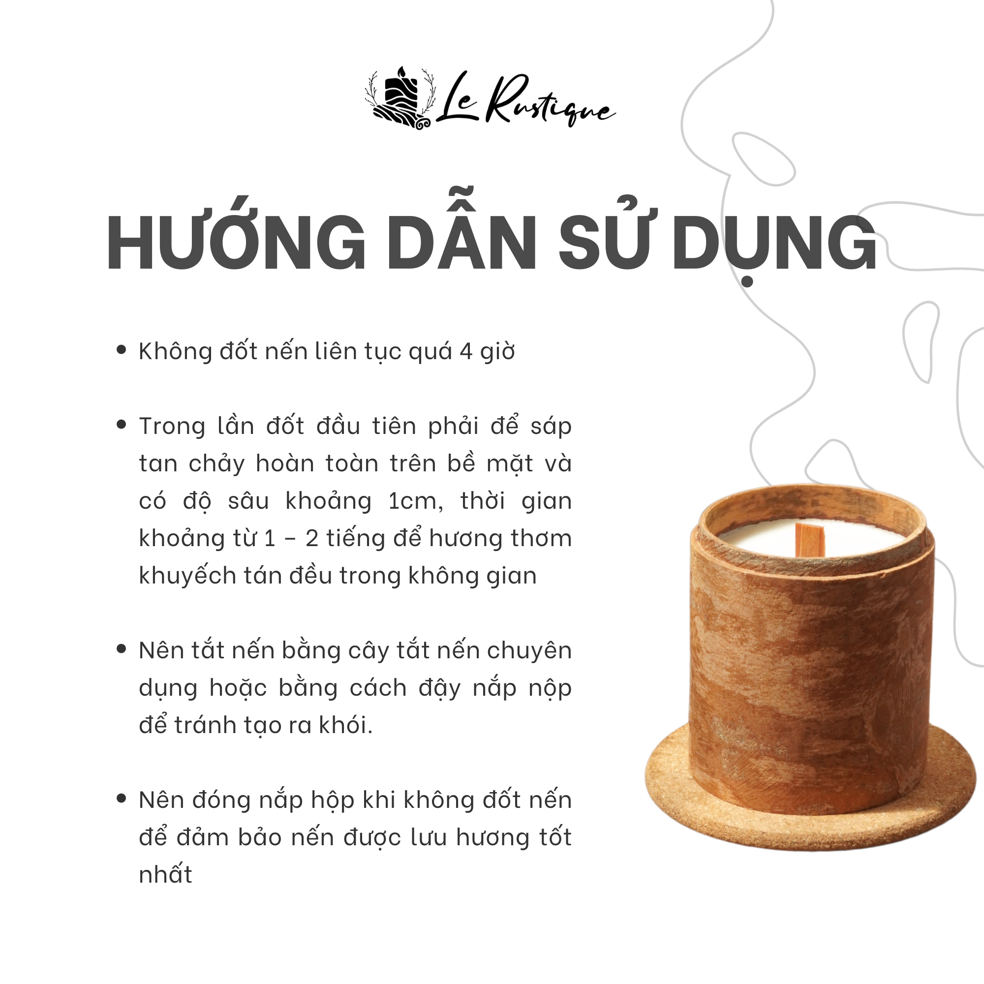 Nến Thơm Thủ Công Le Rustique - Set Quà Tặng Nến Thơm 100g - Hũ Nến Vỏ Quế Tự Nhiên - Nến Thơm Ngủ Ngon - Nến Thơm Thư Giãn - Nến Thơm Trị Liệu