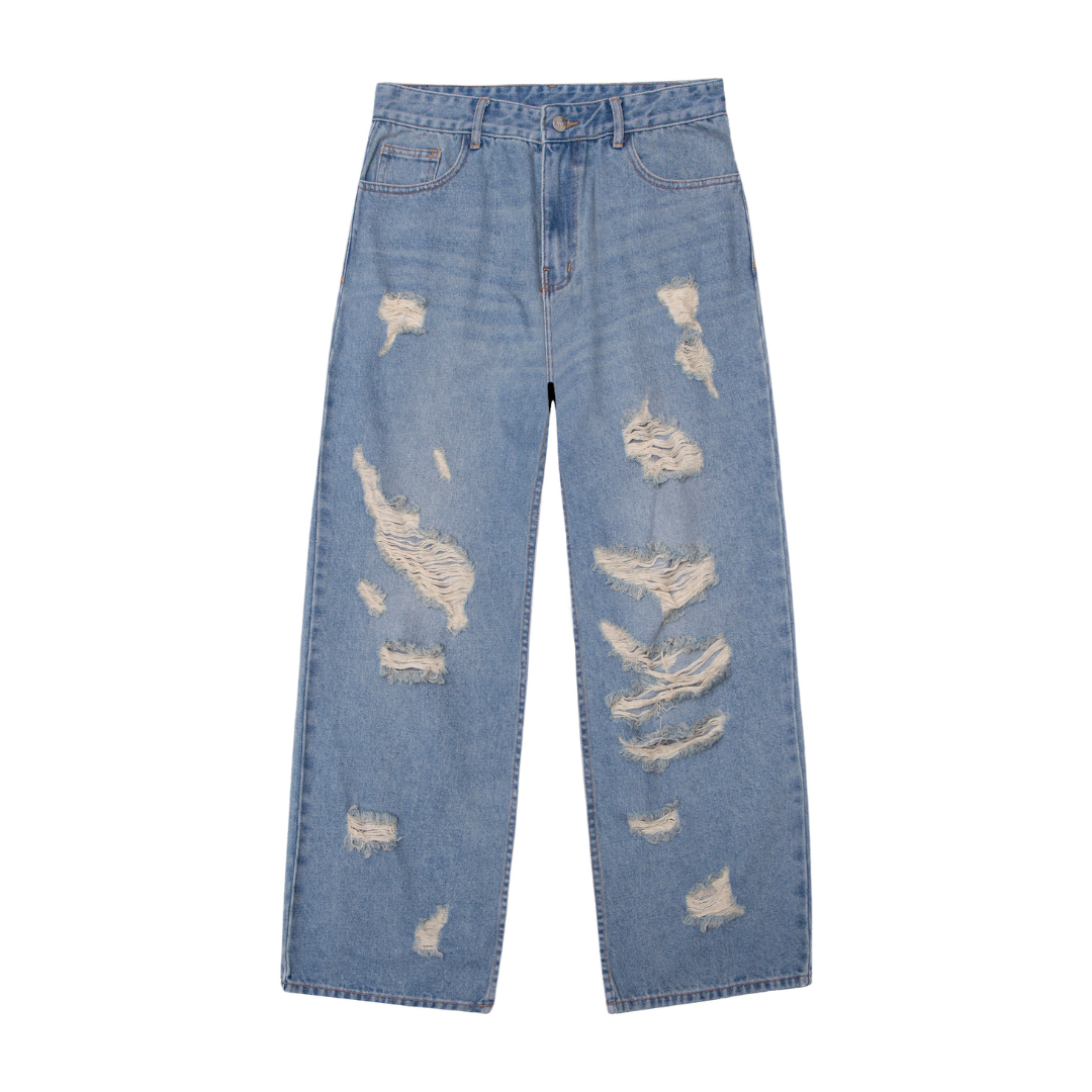 SWE - Quần Jeans nam nữ DESTROYED dáng đứng form rộng thời trang chính hãng năng động trẻ trung