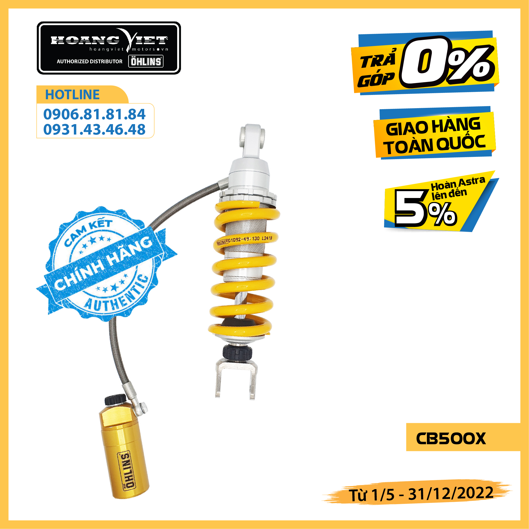 Phuộc Ohlins chính hãng HO 916 dành cho xe CB500X
