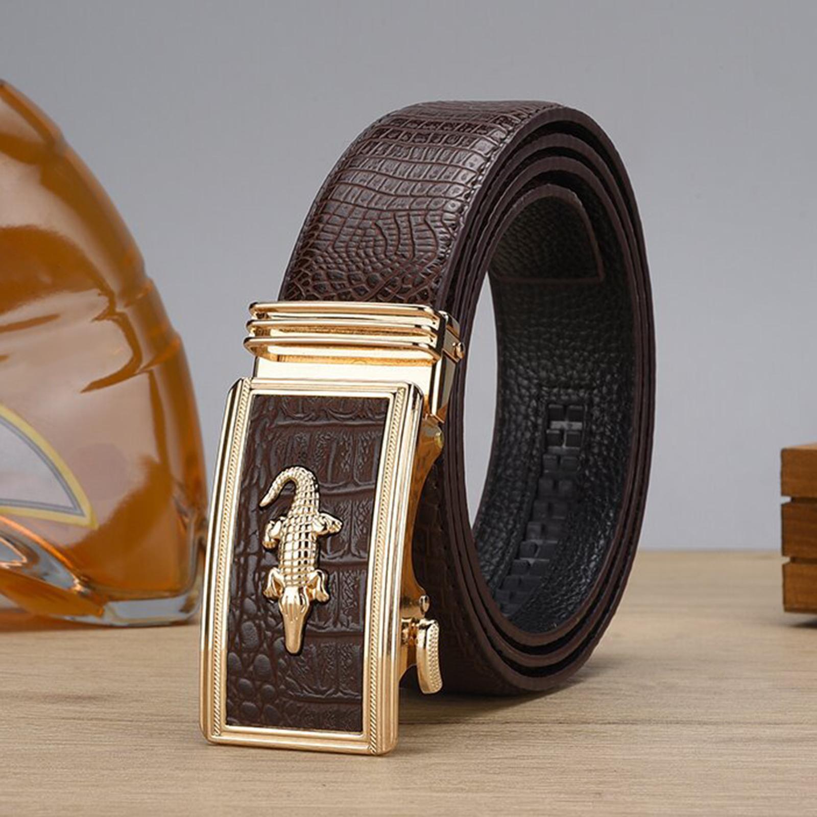 Men Belt Slide Ratchet Belt Adjustable Fashion Decorative PU Leather 120cm Casual Belt Work Belt for, Shirt, Pants, Wedding, Party