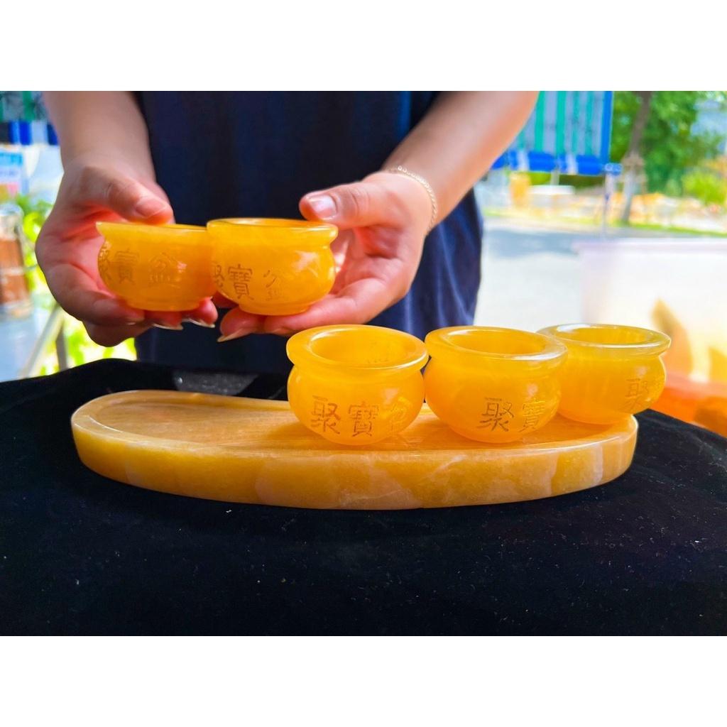 Bộ 5 Ly Nước Thờ Thần Tài Thổ Địa Đá Ngọc Hoàng Long