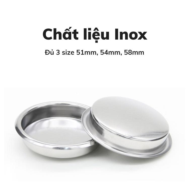 Phin mù vệ sinh máy pha cà phê espresso filter mù rửa tay pha cafe máy inox có 3 size 51,54,58mm dụng cụ vệ sinh máy pha