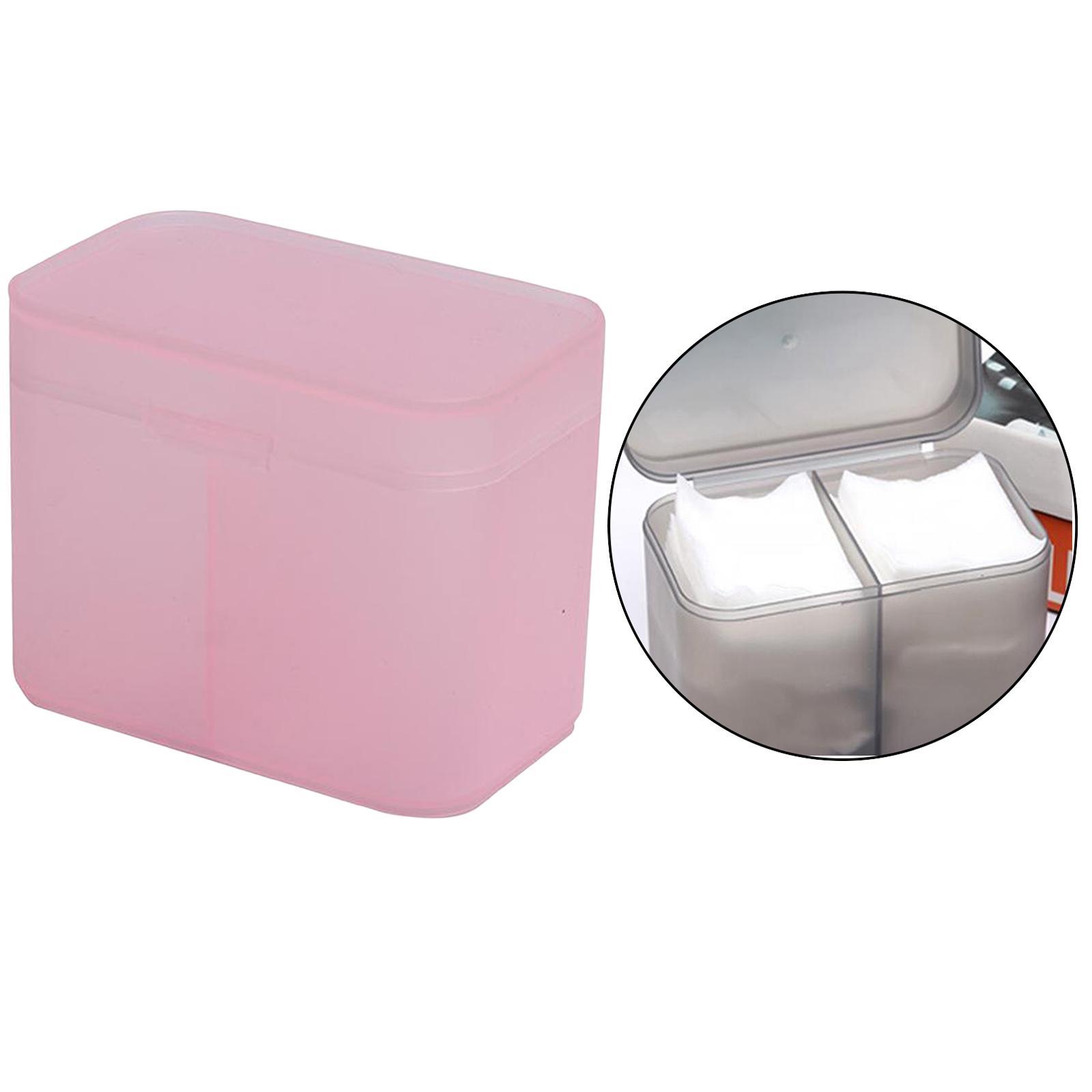 2xPlastic Organizer Holder Cotton Swab Nail Towels Makeup Pads Storage Pink