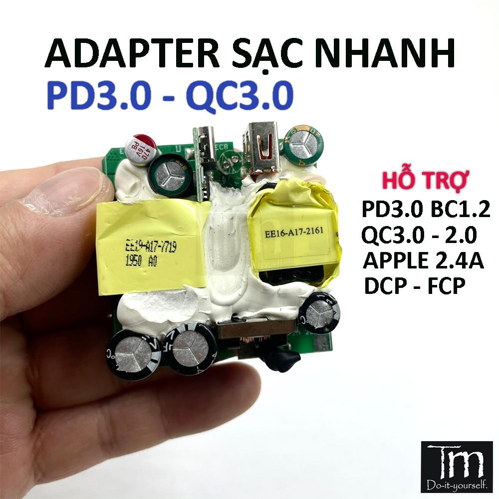 Nguồn Adapter Sạc Nhanh PD3.0 QC3.0 Hỗ trợ nhiều Điện Thoại