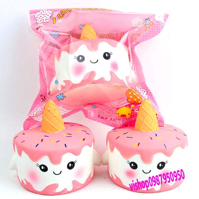 Squishy Lớn JUMBO Hình bánh kem 1 sừng hồng Đồ Chơi Xốp Giảm Stress Hình mềm mịn dễ Thương đàn hồi Cho Bé