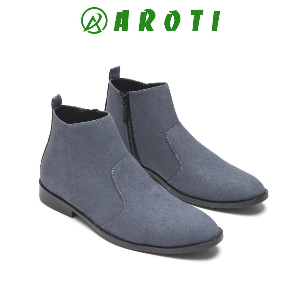 Giày chelsea boots nam da lộn, cổ khóa, đế khâu chắc chắn-cb521 XÁM BUCK