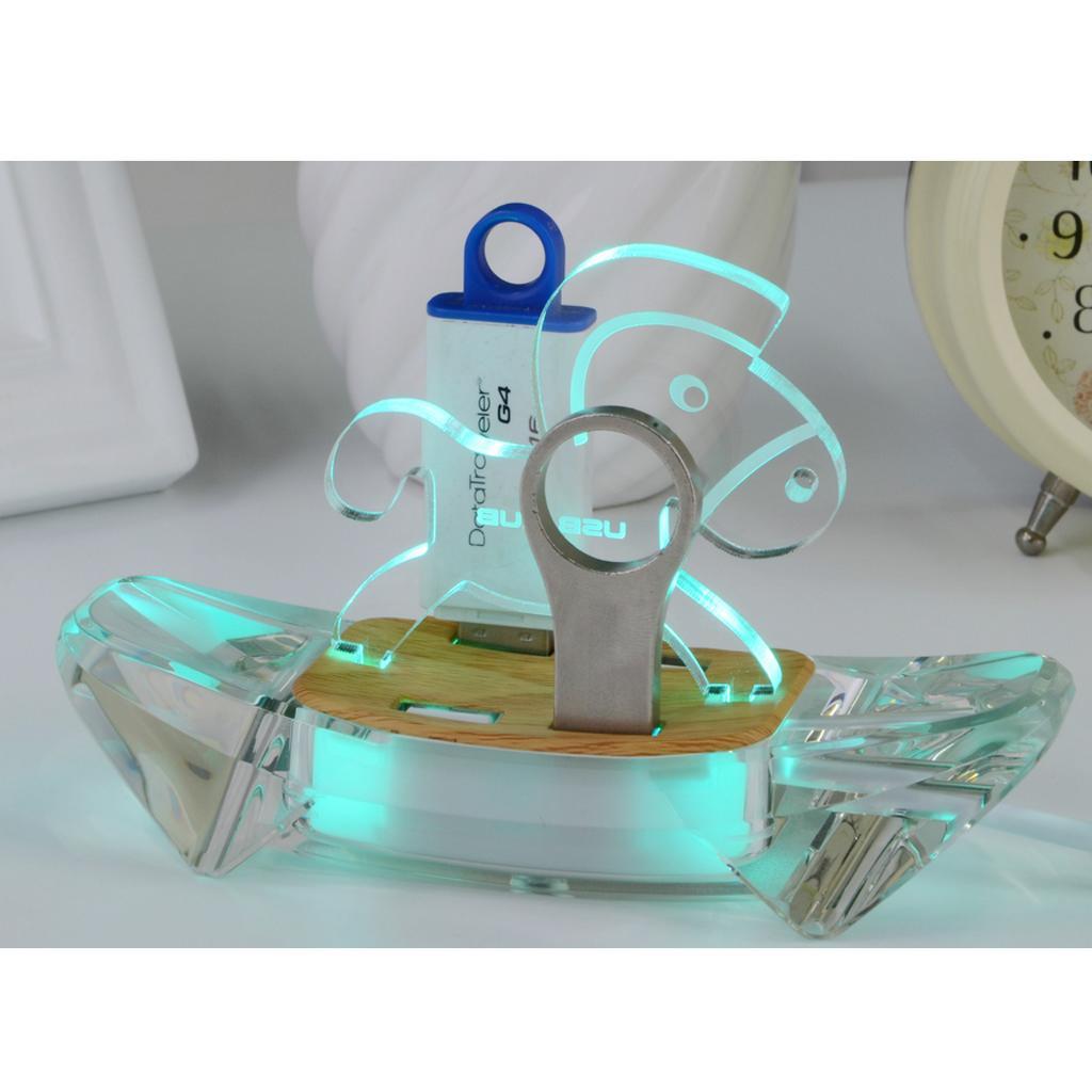 High Speed 4 Port USB 2.0 Multi HUB Splitter Expansion w/Led Light for PC