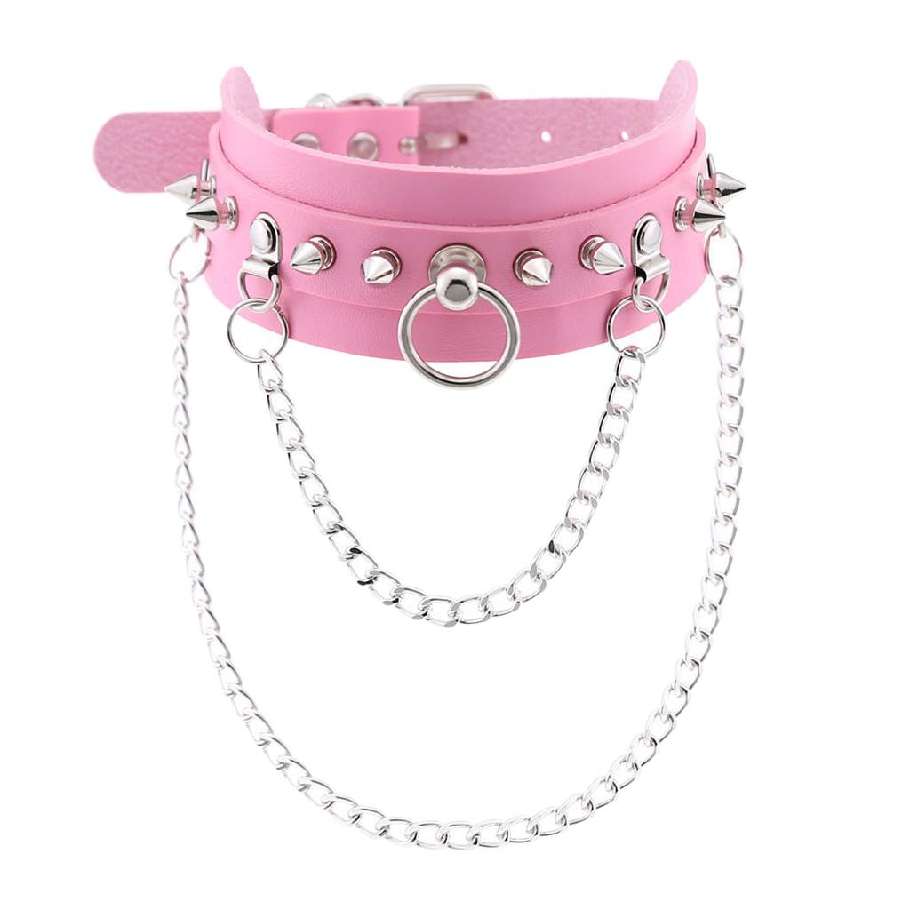 Gothic Choker PU Leather  Necklace Metal Rivets  Chains Choker