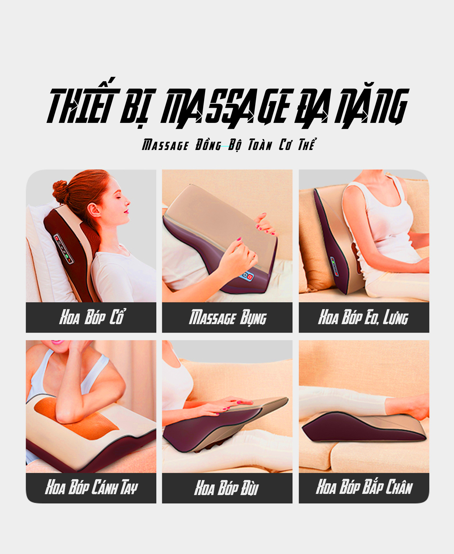 Đệm Gối massage kiêm tựa lưng đa năng, 20 bi, gối massage hồng ngoại phiên bản nâng cấp, massage vai, cổ, gáy, cột sống, chất liệu da pu dễ dàng vệ sinh, sạc pin và có thể cắm trực tiếp