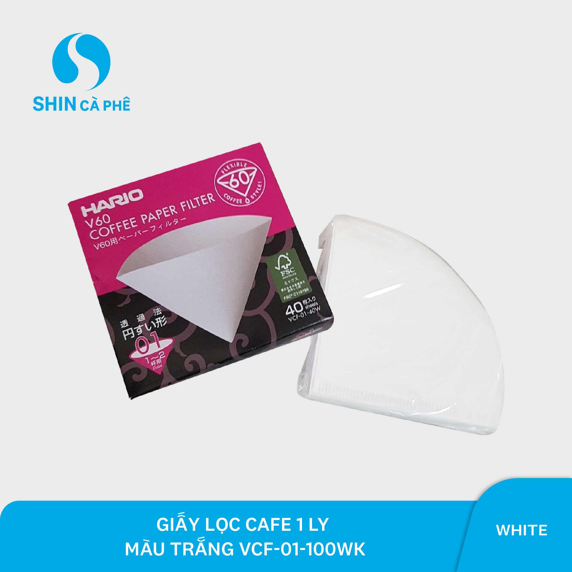 SHIN Cà phê - Giấy lọc cà phê V60 Hario Paper Filter - Size 01