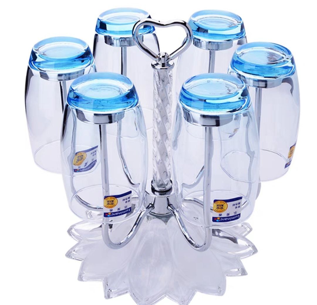 GIÁ ÚP CỐC ĐỂ BÀN INOX CAO CẤP CHÂN PHA LÊ - GIÁ ĐỠ ÚP LY CỐC INOX &amp; THỦY TINH PHA LÊ LUXURY THOÁT NƯỚC XOAY  PHONG CÁCH CHÂU ÂU SANG TRỌNG